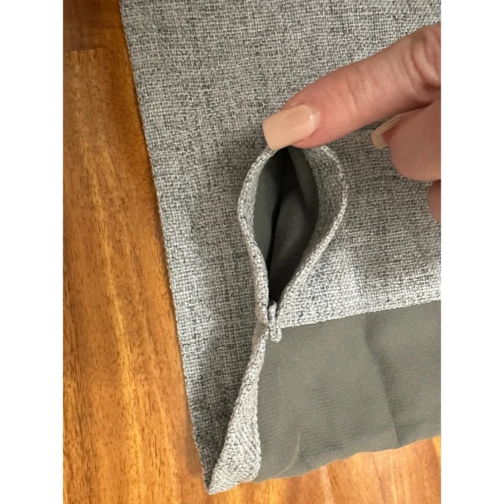 Light Gray Textured Blackout Curtain Panels Set of 2 Rod Pocket 26x61 Linen Look